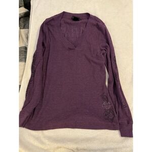 Harley Davidson V Neck Shirt‎ Top Purple XLarge Rhinestone Graphic Sleeves